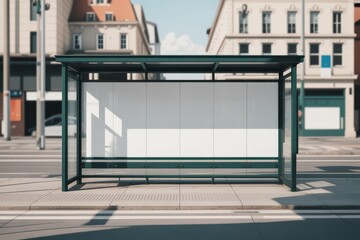 Bus shelter advertisement mockup, with empty blank space for text copy space or mockup design, high detail, 8k