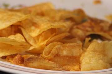 Crispy Potato Chips Close Up