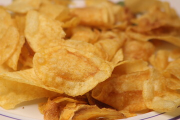 Crispy Potato Chips Close Up