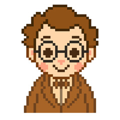 Flat Design Pixel Art Professor Illustration