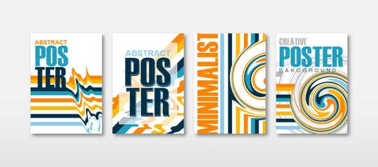 Set of trendy abstract geometric backgrounds. Colorful swirling poster design. Applicable for flyers, brochures, covers, magazines, books, banners, etc