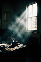 Detective's Office with Sunbeams and Smoke