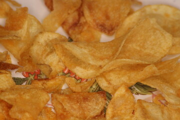 Crispy Potato Chips Close Up