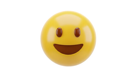 Shiny Yellow Smiley Face Icon Cheerful 3D Rendering on Black