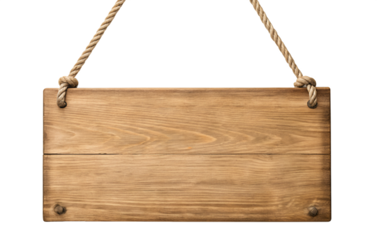 Rustic Wooden Sign Hanging with Rope Blank Template for Message