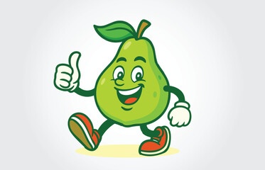 Pear Mascot Cartoon Character Logo Template