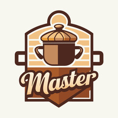 Master chef cooking pot logo design