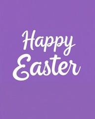 Fototapeta premium Happy Easter lettering in purple concept card cartoon illustration design art invitation or card poster