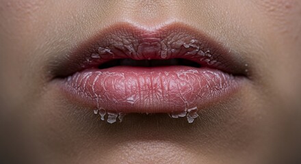 Close-up of Extremely Dry and Chapped Lips