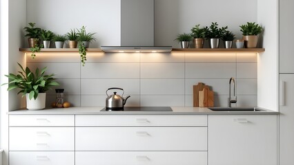 Minimalist Kitchen Interior with Built In Appliances