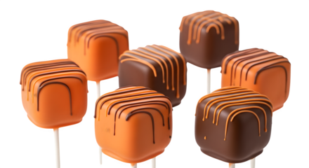 Chocolate Covered Cake Pops 3d rendered isolated on transparent background