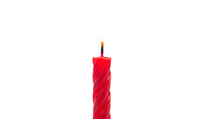 Burning red spiral candle 3d rendered isolated on transparent background