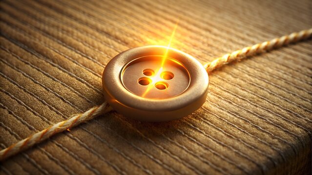 Glowing button string on textured packaging