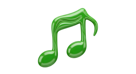 Green musical note 3d rendered isolated on transparent background