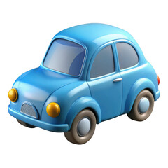 Cute blue cartoon car isolated on transparent background