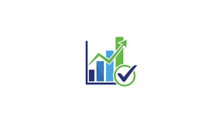 Business growth chart with checkmark 3d rendered isolated on transparent background
