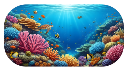 Vibrant coral reef ecosystem 3d rendered isolated on transparent background