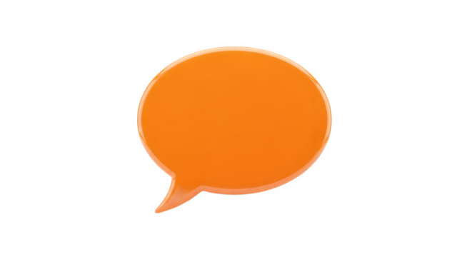 Orange speech bubble 3d rendered isolated on transparent background
