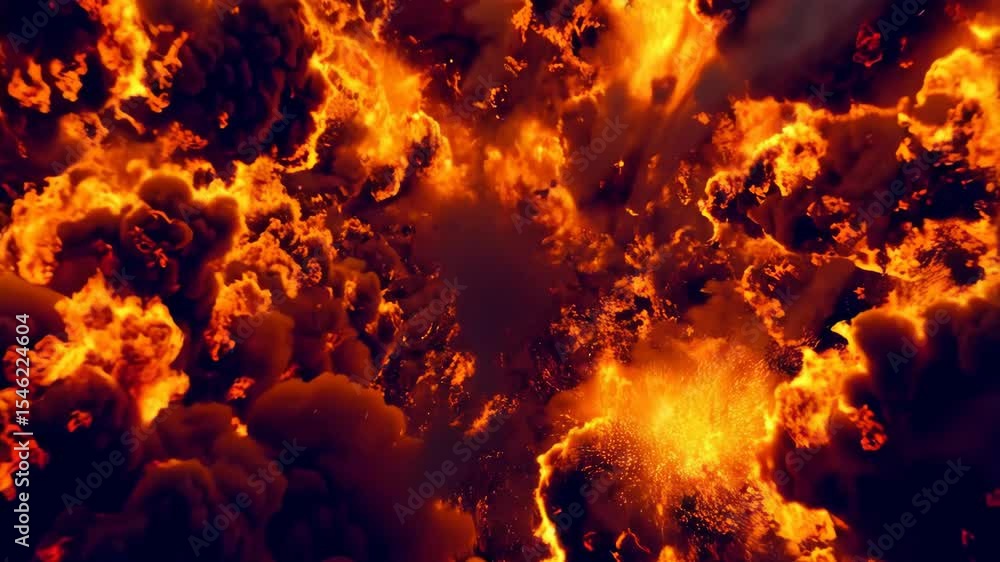 Poster fiery explosion unleashing intense flames and blazing chaos in dynamic motion