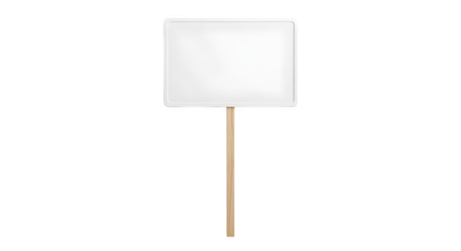Blank protest sign 3d rendered isolated on transparent background