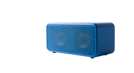 Blue portable bluetooth speaker isolated on transparent background