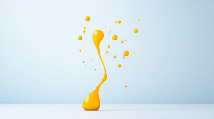 Bright yellow paint splash with droplets creating dynamic movement and energy