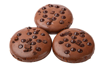 Fototapeta premium round chocolate cookies with chips, isolated PNG transparent background