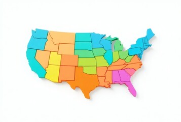 Colorful Three Dimensional Map of the United States