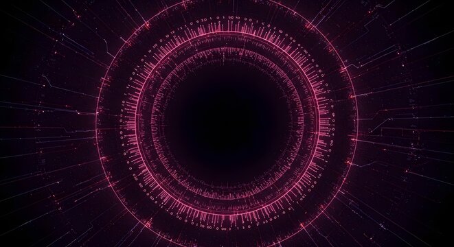 Abstract, Background, Technology, Abstract Pink and Purple Digital Circular Technology Background