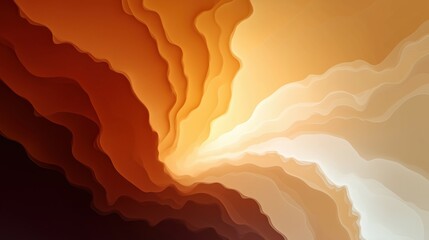 Abstract warm orange brown fluid layers create beautiful wavy texture background