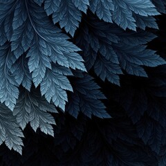Intricate abstract blue green fractal leaf pattern on dark background elegant texture design
