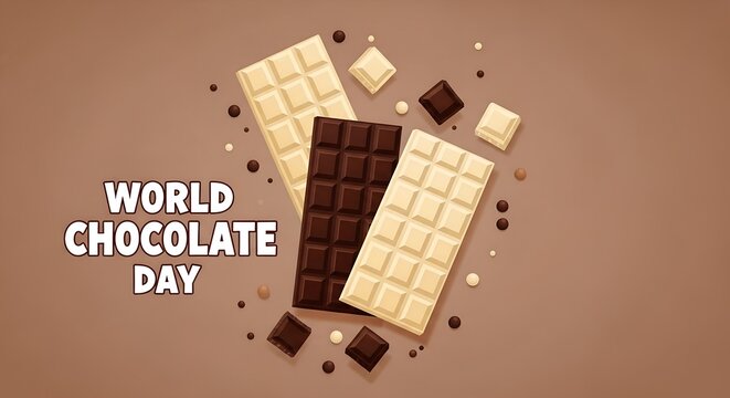 World chocolate day milk chocolate and white chocolate bars