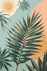 Tropical Serenity: Boho-Inspired Palm Leaf Art