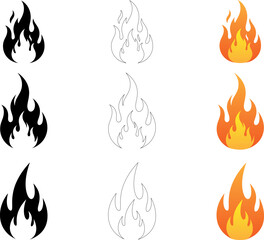 Vector Illustration of Fire Icon png. Filled and Outline Editable Line art Icon