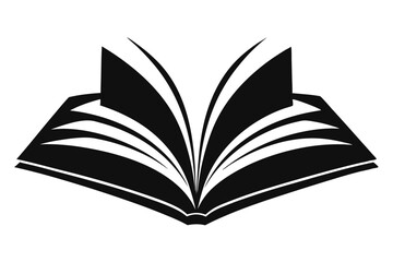 Black and White of Open Book with Multiple Pages Flowing Outward