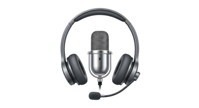 Headset with Microphone 3d rendered isolated on transparent background