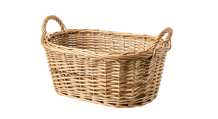 Wicker Basket with Handles isolated on transparent background