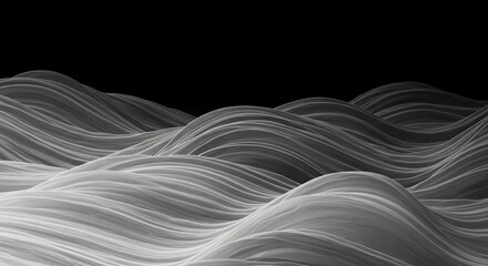 Abstract, Waves, Gray, Abstract Gray Waves on Black Background