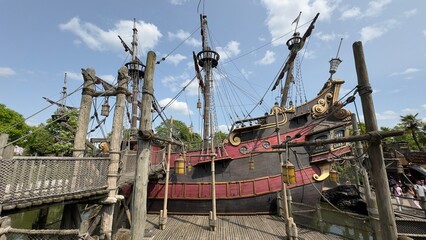 Replica Pirate Ship with Wooden Walkways