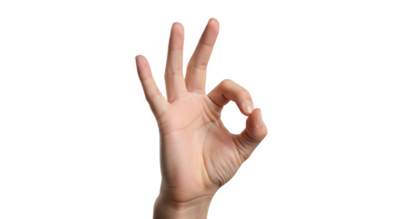 Hand making ok gesture isolated on transparent background