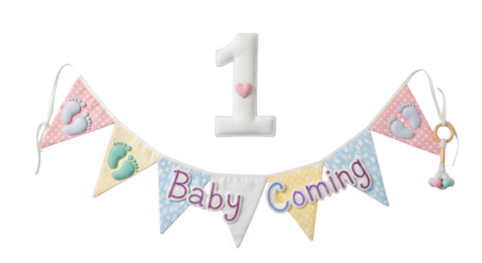 Baby coming banner 3d rendered isolated on transparent background