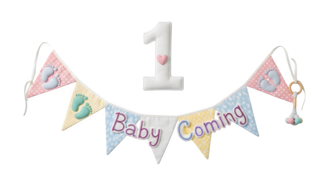 Baby coming banner 3d rendered isolated on transparent background - Powered by Adobe