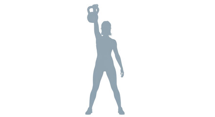 Isolated Silhouette of Woman Lifting Kettlebell