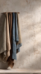 Fototapeta premium Washed Denim and Neutral Fabric Swatches