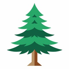 Fototapeta premium Simple green pine tree icon isolated on white background