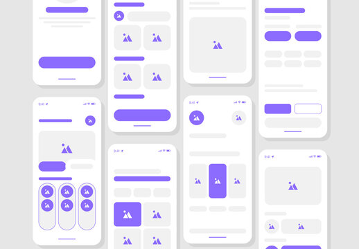Travel Mobile App Wireframe Screens Template With Clean, Modern, and User Friendly Design