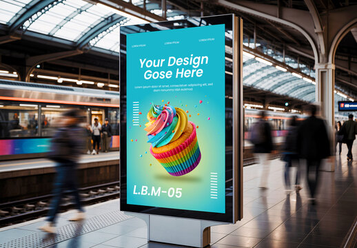 Train Station Billboard Mockup