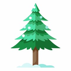 Fototapeta premium Simple green christmas tree isolated on white background