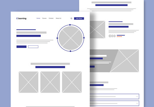E Learning Landing Page UI UX Wireframe Design