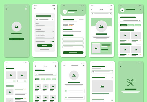 Food Mobile Apps Wireframe Template for UI UX Design